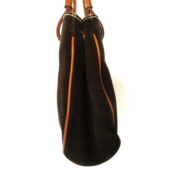 REGAZZE Italy Brown High Quality Genuine Suede Leather Tote Bucket Bag - Picture 5 of 12